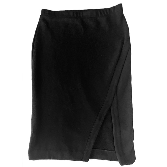 Express High Waisted Luxe Lounge Side Slit Midi Pencil Skirt in Black, X-Small - Picture 6 of 12
